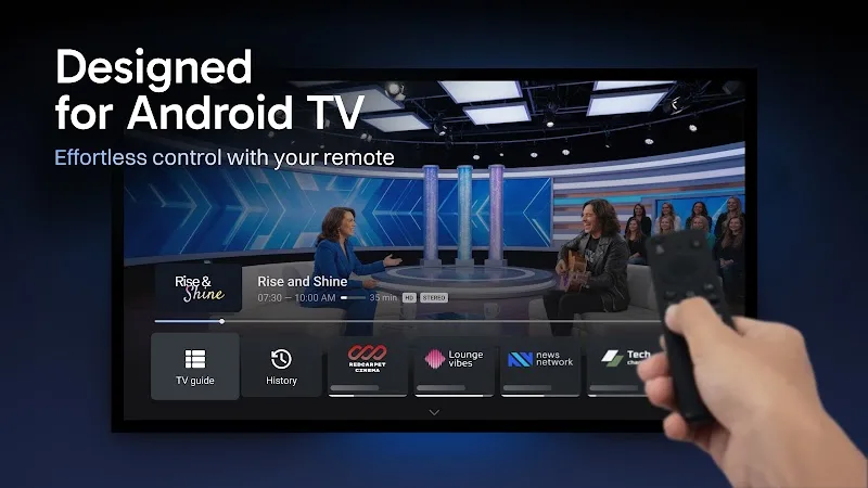 TiviMate running on Android TV controlled with a remote